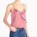J. Crew Tops | J. Crew Pink Velvet Ruffle Camisole Top, Size S, Nwt | Color: Pink | Size: S