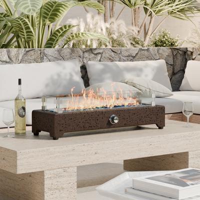COSIEST Travertine Outdoor Patio Tabletop Fire Pit
