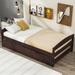 Modern Simple Twin Size Platform Bed with Twin Size Trundle Wood Bed Frame for Kids, Teens, Boys or Girls Easy Assembly
