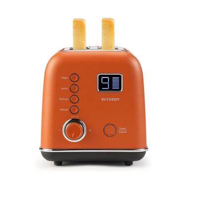 BUYDEEM 2-Slice Automatic Metal Toaster Leverless Toaster with LCD Countdown Timer