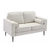 Living Room Upholstered Sofa with high-tech Fabric Surface/ Chesterfield Tufted Fabric Sofa Couch, Large-White.