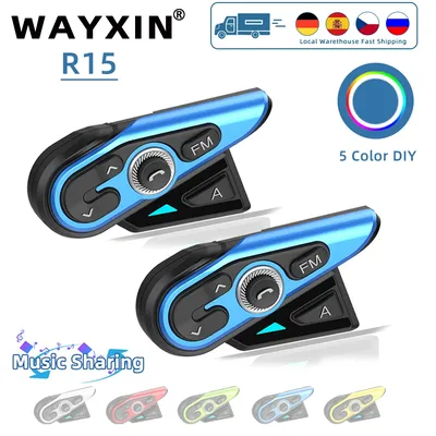 Wayxin R15 Helm Headset Bluetooth Motorrad Intercom drahtlose Inter com unica dor Moto Inter phone Image