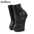 Sorbern-Bottes de ballet à talons compensés pour femmes bottes courtes sans talon plate-forme