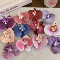 3d Schmetterling Orchidee Perle Haars pangen Mode Böhmen Stoff Blumen Perle Haars pange Enten