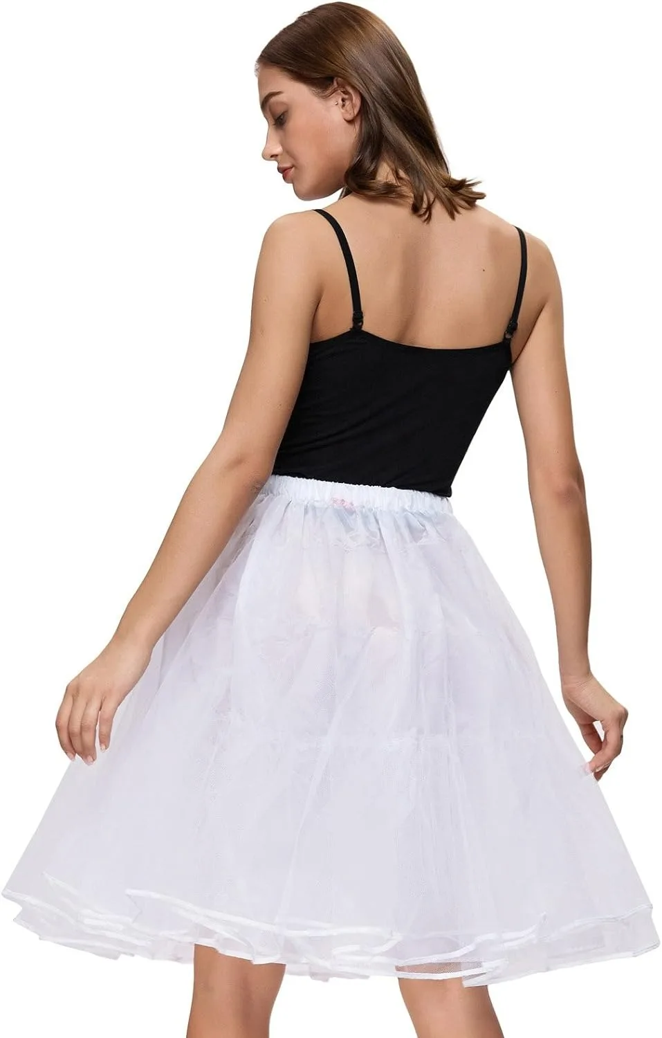Frau Petticoat Tutu Unterröcke Krinoline 50er Jahre 3-lagiges Band Gaze Tüllrock Vintage Hochzeit Braut Slips Rockabilly Tutu
