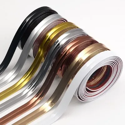 PVC Selbstklebendes Zierband Gold Hintergrund Wand Innenecke Dekor Streifen Möbel Tischkante Image
