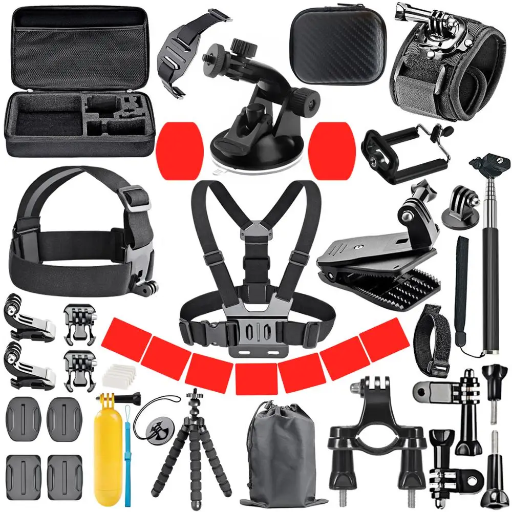 ORBMART für GoPro-Zubehör-Set für Go Pro Hero 13, 12, 11, 10, 9, 8, 7, schwarze Halterung für DJI Osmo Action Insta360 Sjcam Action-Kamera Image