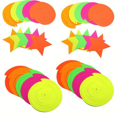 TEMU 20pcs, Glow Party Supplies Hanging Swirl Decorations Neon Star Swirl Hanging Decorations For Neon Party Glow Party Ceiling Decorations