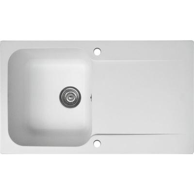 Lisse reversible Spüle 1 Becken 1 Abtropfbecken aus weißem Kunstharz - Essebagno Image