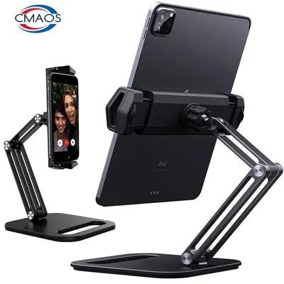 Long Arm Aluminum Alloy Tablet Stand Adjustable Folding iPad Stand Ergonomic 360°Rotatable Tablet