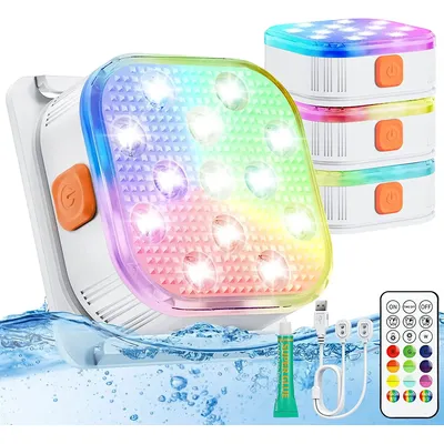 Underwater Lights LED Submersible Pool Lights Rechargeable 200FT Remote Control Swimming Pool Light