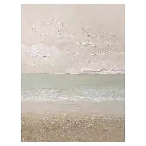 Ölgemälde 100% Handarbeit, handgemalte Wandkunst auf Leinwand, vertikale, abstrakte Landschaft, rosa Meereslandschaft, moderne Heimdekoration, Dekoration, gerollte Leinwand, kein Rahmen, ungedehnt Image