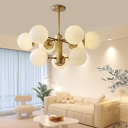 LED-Pendelleuchte 1/3/6/9/12-flammig, Glas-Sputnik-Kronleuchter, moderne goldene Kronleuchter, Pendelleuchte, Vintage-Globus, Kugel, Deckeneinbauleuchte, 110–240 V Image