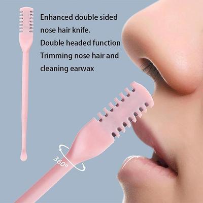 3Pcs Double Sided Nose Hair Knife Manual Nostril Cleaning Nose Hair Trimmer 360 Degree Rotate Nostril Cleaning Scissors