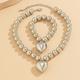 Bridal Jewelry Sets Two-piece Suit Imitation Pearl Silver Plated 1 Necklace Bracelets Women's Elegant Sweet Heart Classic Heart Precious Geometric Jewelry Set For Wedding Party