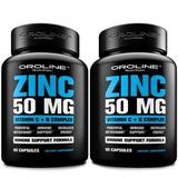 Premium Zinc Citrate 50 mg Supplement 2-Pack Value Bundle - 120 Capsules - Vitamin C and Zinc Capsules - Vitamin B and Zinc for Skin Immunity Vision and Energy - Vegan Vitamin Zinc Supplement