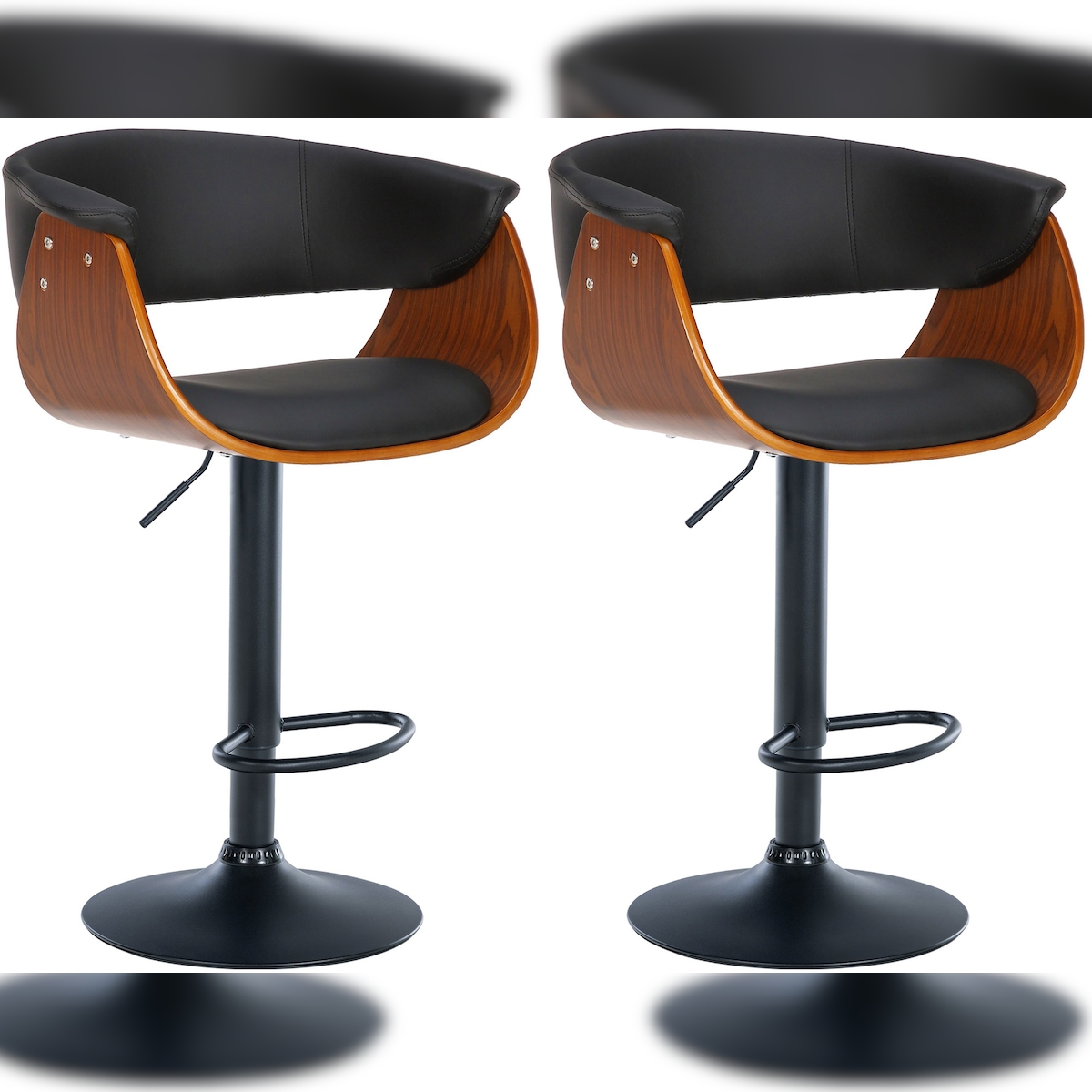 CLP 2er Set Barhocker Vestal walnuss/schwarz/Kunstleder Image