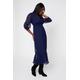 Womens Navy Dobby Chiffon Shirred Waist Midi Dress