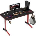YiSHOP Gaming Desk Computer Desk Racing Style Office Table Gamer Pc Workstation T Shaped Gamer Game Station with Free Mouse Pad Cup Holder and Headphone Hook (44 Inch Red)