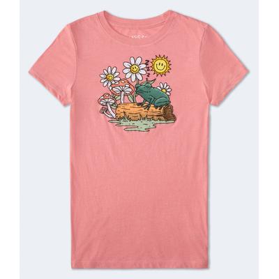 Aeropostale Womens' Frog On A Log Graphic Tee - Pink - Size XS - Cotton