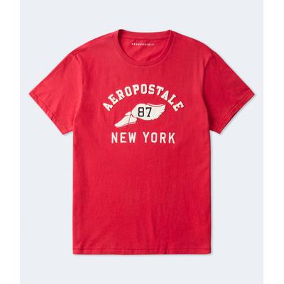 Aeropostale Mens' Aeropostale 87 Winged Foot Applique Graphic Tee - Dark Red - Size S - Cotton
