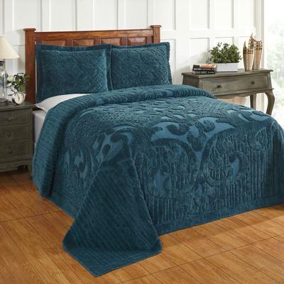 Ashton Collection 100% Cotton Medallion Bedspread Set by Better Trends in Teal (Size FULL/DOUBLE)