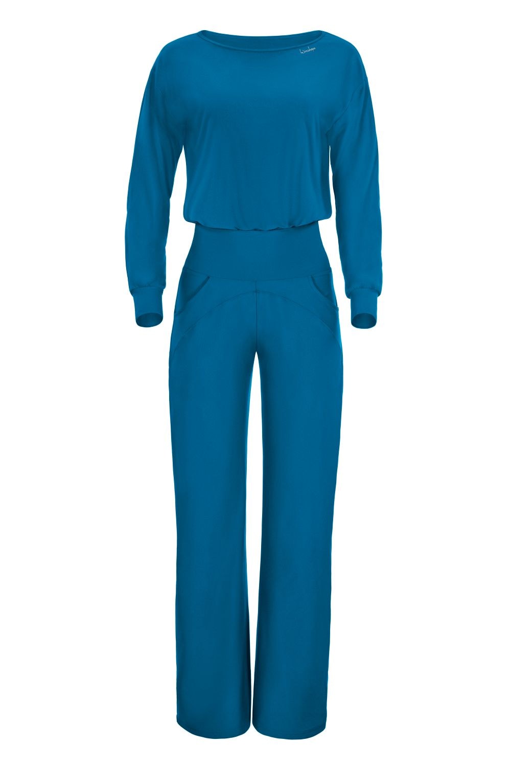 Jumpsuit WINSHAPE "JS101LSC", Damen, Gr. M, Normalgrößen, grün (teal grün), 85% Polyester, 15% Elasthan, Rundhals, Overalls Jumpsuit, Functional Comfort