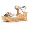 Keilsandalette GABOR, Damen, Gr. 35, gold (goldfarben), Glattleder, metallic, modisch, Schuhe, Sommerschuh, Sandale, Keilabsatz, mit Gabor Best Fitting-Ausstattung