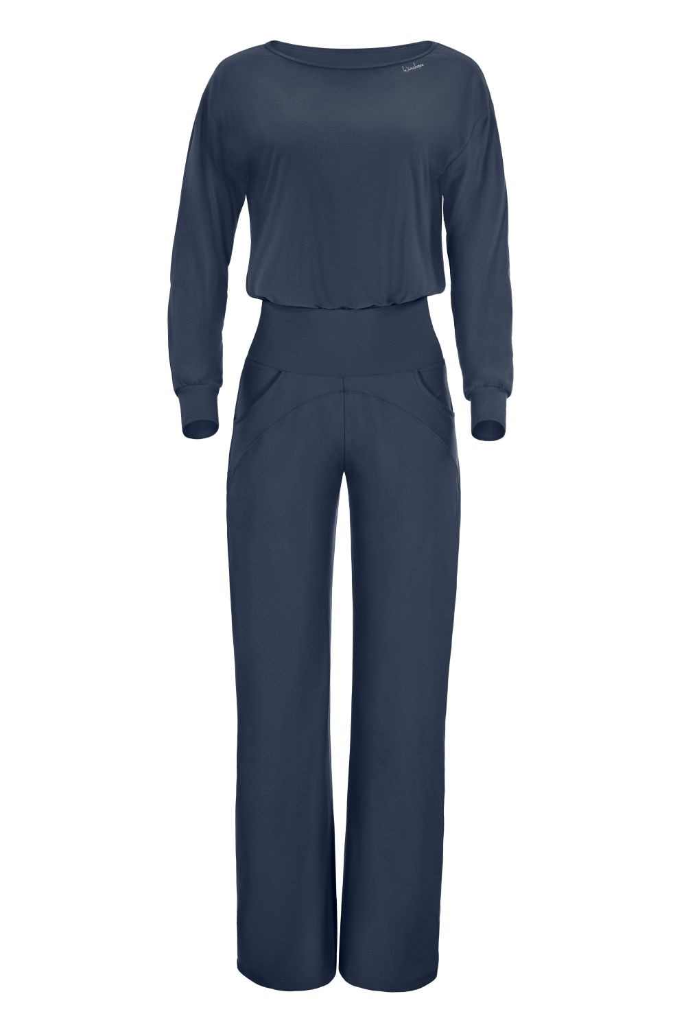 Jumpsuit WINSHAPE "JS101LSC", Damen, Gr. M, Normalgrößen, grau (anthrazit), 85% Polyester, 15% Elasthan, Rundhals, Overalls Jumpsuit, Functional Comfort