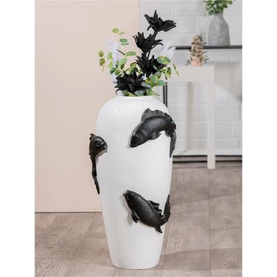 Bodenvase CASABLANCA BY GILDE "Vase "Koi", weiß, B:35cm H:73cm T:35cm, Vasen