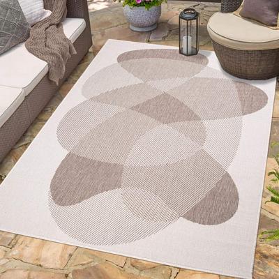 Outdoorteppich CARPET CITY "DUO RUG 5835", beige (creme), B:200cm H:5mm L:290cm, Obermaterial: 100% Polypropylen, Teppiche, Wendeteppich Wetterfest In- & Outdoor, Balkon, Terrasse, Wohnzimmer Image