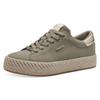 Plateausneaker TAMARIS, Damen, Gr. 40, grün (oliv), Lederimitat, kontrastfarbene Details, sportlich, Schuhe, Freizeitschuh, Halbschuh, Schnürschuh mit Textilkordel am Plateau, Topseller
