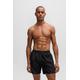 Badeshorts BOSS "Dolphin", Herren, Gr. M, N-Gr, schwarz (schwarz 001), Microfaser, Polyester, unifarben mit Farbeinsatz, sportlich, Badehosen, mit seitlichem Kontraststreifen