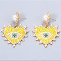 Anthropologie Jewelry | Anthropologie Heart Eyes Crystal Lucky Earrings | Color: Yellow | Size: Os