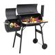 DKIEI BBQ Grill, Portable Outdoor Charcoal Barbecues wite Wheels, Large Barrel BBQ Grill Includes Temperature Gauge & Air Vents, 2 in 1 Barbeque and Smoker, Great for Outdoor Backyard, Patio, Parties