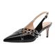 Eldof Women Slingback Heels Buckle Strap Pointed Toe Slip On Kitten Heel Pumps Shoes Dressy Studded Eyelet 2.5 Inches, Black, 9.5