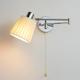 Wall Sconce, Chrome Swing Arm Wall Lamp Flexible Foldable Bedside Reading Light Modern Nordic Fabric Shade Wall Sconce with Pull Chain Switch, Adjustable Rotatable Headboard Lighti