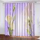 Blackout Curtains Bedroom Super Soft Thermal Insulated Curtains Blackout Eyelet Blackout Curtains For Living Room 90 Inch Drop 3D Printing Flowers Purple Background Pattern, 2 Panels