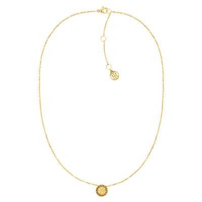 Kette mit Anhänger TOMMY HILFIGER "Schmuck Edelstahl Halsschmuck Ankerkette CRYSTAL", gelb (gelbgoldfarben, champagner), Halsketten, Damen, Edelstahl, L: 46cm, Edelstahlkette, mit Glasstein Image