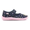 Hausschuh RICHTER, Kinder, Gr. 30, bunt (dunkelblau, rosa, pferdemotiv), Baumwolle, kontrastfarbene Details, klassisch, Schuhe, Klettschuh, Kindergarten Schuh mit süßem Print