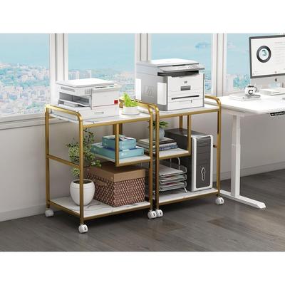 Printer Stand with Storage Shelf, Large Printer Table with Wheels, Shredder Stand