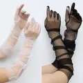 Guanti da guida Sexy con protezione solare trasparente guanti da donna Ultra sottili guanti da donna