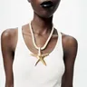 2024 neue zaa Seestern Anhänger Halskette für Frauen Mode Statement Metall Sternform Choker