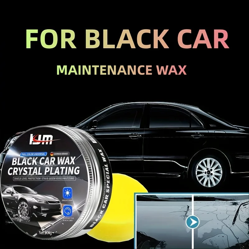 200g für schwarze Autolack pflege wasserdichtes Wachs Renovierung Poliers chutz Auto pflege hydrophobe Beschichtung (mit Schwamm) Image