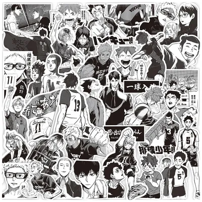 10/30/65 Stück Schwarz und Weiß Haikyuu!! Aufkleber Anime DIY Graffiti Gepäck Telefon Auto Kinder Image