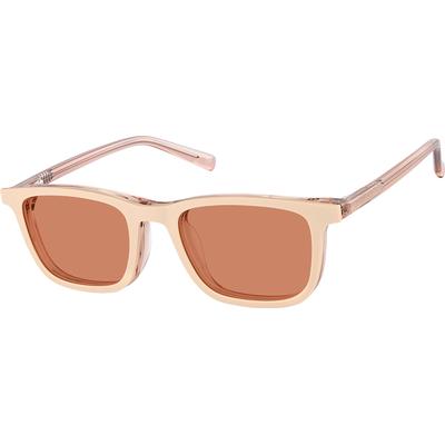 Zenni Kids Rectangle Prescription Glasses W/ Snap-On Sunlens Pink Plastic Full Rim Frame