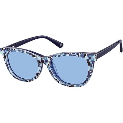 Zenni Girls Cat-Eye Prescription Glasses W/ Snap-On Sunlens Blue Plastic Full Rim Frame