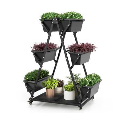 Costway 3-Tier Vertical Raised Garden Bed with 4 W...