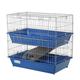 Pawhut 2-tier Small Animal Cage w/ Metal Wiring & Ramp - Blue, none