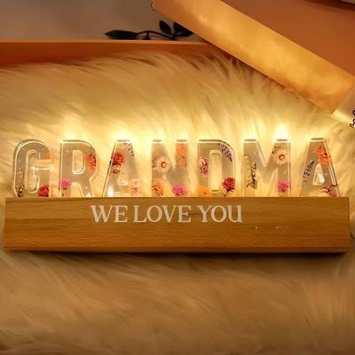 Flower Printed LED Night Light, Birth Month Flower, Mother's Day Gift for Mom, Grandma, Wife